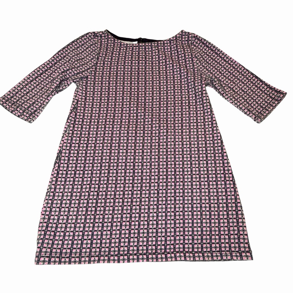 Crewcuts Girls Pink Navy Geometric Spring Shift Dress 3/4‎ Sleeve Cotton Size 4